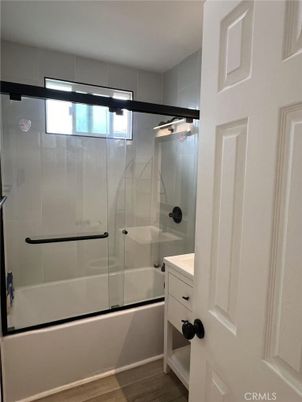 Bathroom, Glass Shower, Interior, Wood Texture Flooring