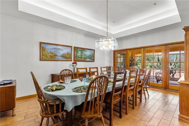 Chandelier, Dining room, Interior, Pendant Lights, Wood Texture Flooring