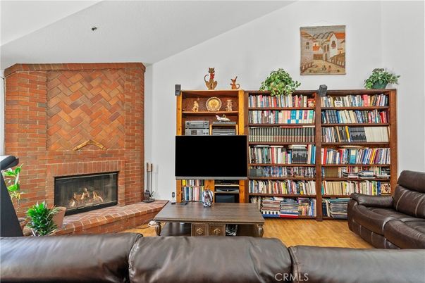 Fireplace, Interior, Living room, Stone Walls, Wood Texture Flooring
