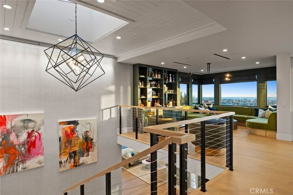 Dining room, Interior, Pendant Lights, Recessed Lighting, Water, Wood Texture Flooring