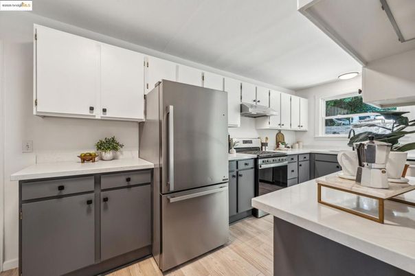 Interior, Kitchen, Stainless Steel Appliances, Wood Texture Flooring
