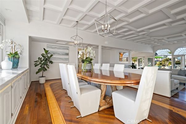 Dining room, Interior, Living room, Pendant Lights, Wood Texture Flooring