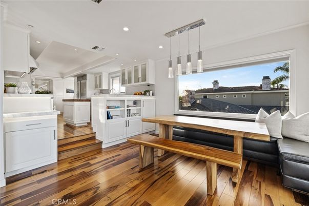 Interior, Kitchen, Pendant Lights, Recessed Lighting, Wood Texture Flooring