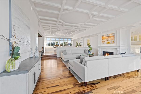 Fireplace, Interior, Living room, Pendant Lights, Wood Texture Flooring