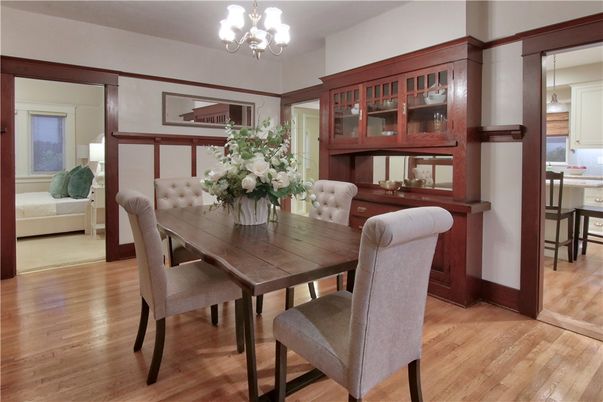 Chandelier, Dining room, Interior, Wood Texture Flooring