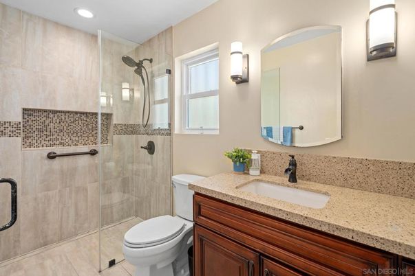 Bathroom, Glass Shower, Interior, Recessed Lighting