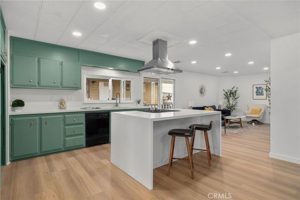 Interior, Kitchen, Recessed Lighting, Wood Texture Flooring