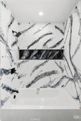 Bathroom, Interior, Marble Walls, Recessed Lighting