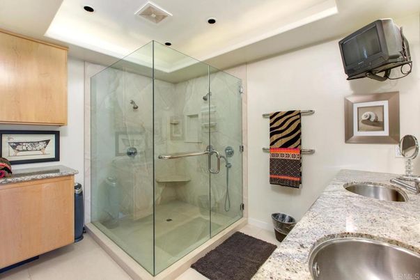 Bathroom, Glass Shower, Interior, Recessed Lighting