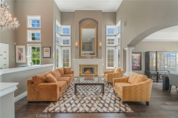 Chandelier, Fireplace, Interior, Living room, Wood Texture Flooring