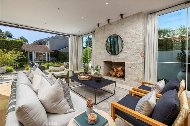 Fireplace, Interior, Living room, Recessed Lighting, Stone Walls