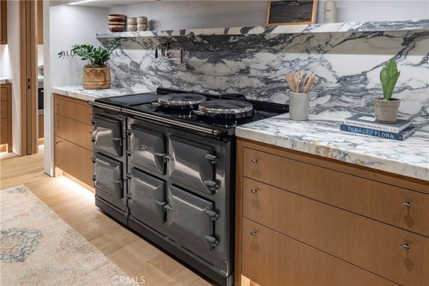Interior, Kitchen, Marble Walls, Wood Texture Flooring
