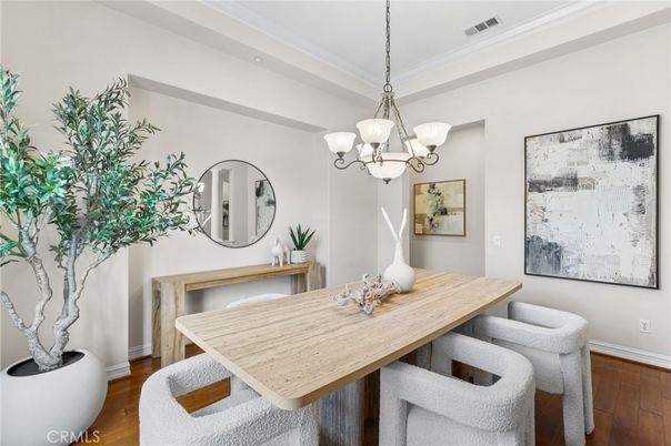 Chandelier, Dining room, Interior, Wood Texture Flooring