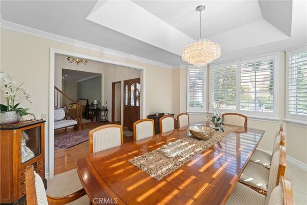 Chandelier, Dining room, Interior, Wood Texture Flooring