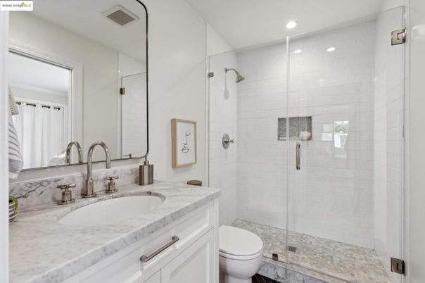 Bathroom, Glass Shower, Interior, Recessed Lighting