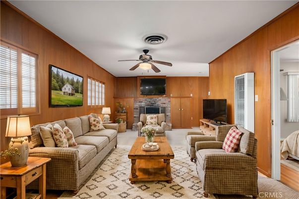 Fireplace, Interior, Living room, Stone Walls, Wooden Walls