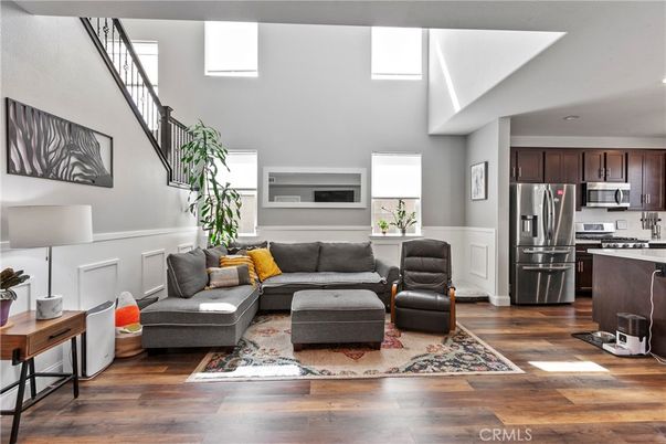 Interior, Kitchen, Living room, Recessed Lighting, Stainless Steel Appliances, Wood Texture Flooring