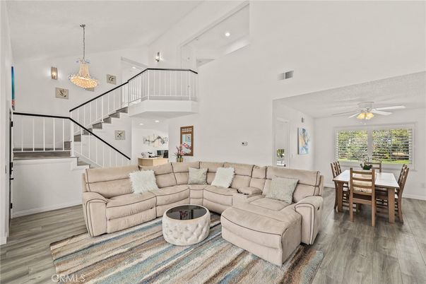Chandelier, Dining room, Interior, Living room, Recessed Lighting, Wood Texture Flooring