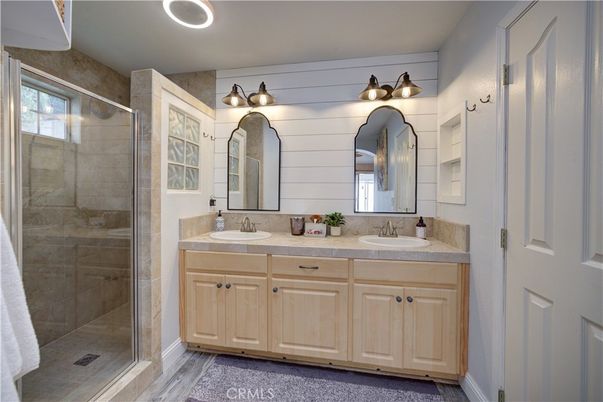 Bathroom, Dual Sink Vanities, Glass Shower, Interior