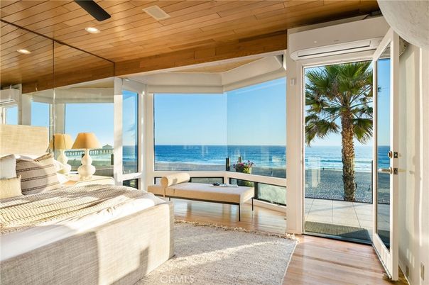 Bedroom, Interior, Recessed Lighting, Water, Wooden Ceilings, Wood Texture Flooring