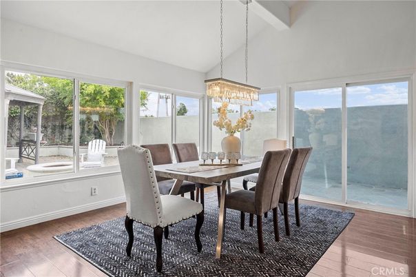 Chandelier, Dining room, Interior, Wood Texture Flooring