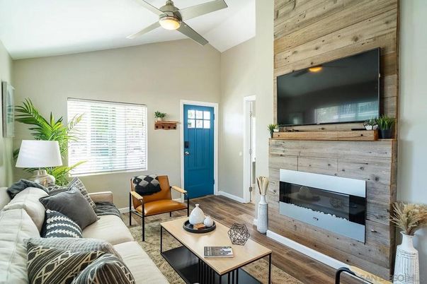Fireplace, Interior, Living room, Wood Texture Flooring