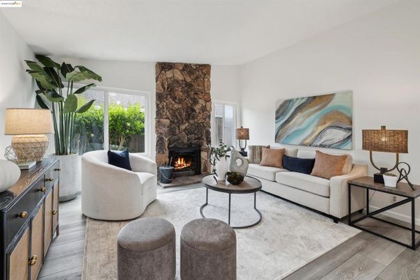 Fireplace, Interior, Living room, Stone Walls, Wood Texture Flooring