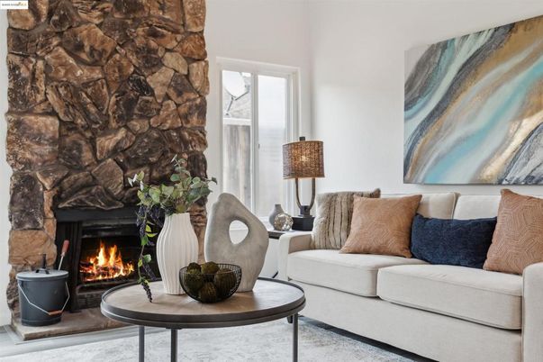 Fireplace, Interior, Living room, Stone Walls