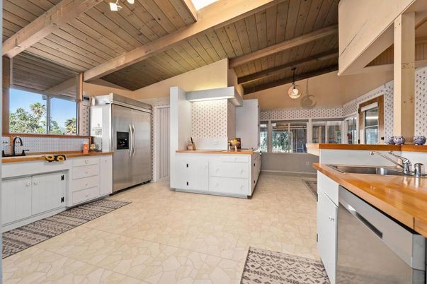 Interior, Kitchen, Pendant Lights, Stainless Steel Appliances, Wooden Beams, Wooden Ceilings