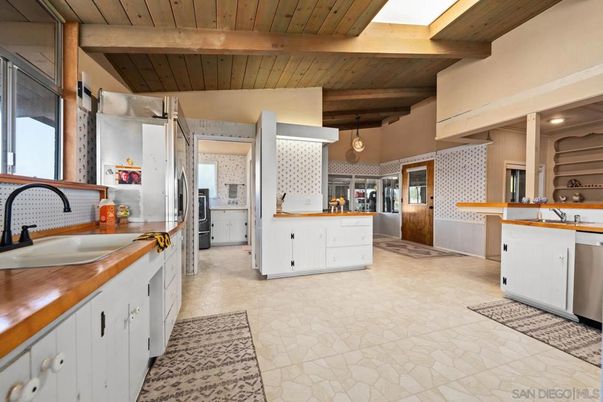 Interior, Kitchen, Pendant Lights, Stainless Steel Appliances, Wooden Beams, Wooden Ceilings