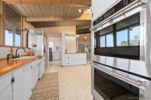 Interior, Kitchen, Pendant Lights, Stainless Steel Appliances, Wooden Beams, Wooden Ceilings