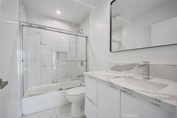 Bathroom, Glass Shower, Interior, Marble, Marble Walls, Recessed Lighting