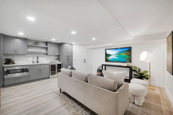 Interior, Kitchen, Living room, Recessed Lighting, Stainless Steel Appliances, Wood Texture Flooring