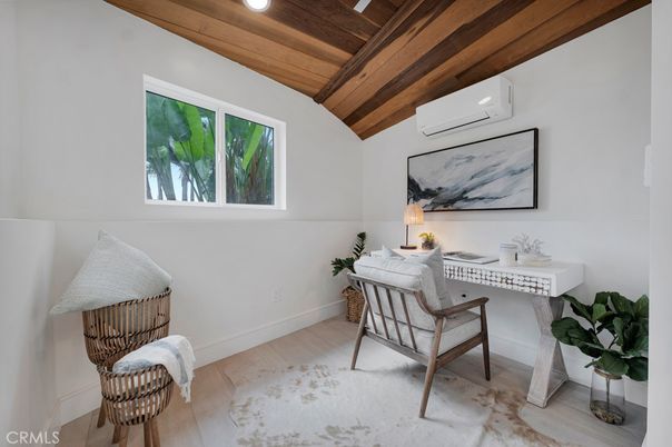 Home Office, Interior, Recessed Lighting, Wooden Beams, Wooden Ceilings, Wood Texture Flooring