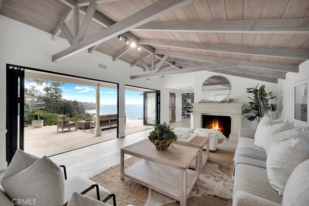Fireplace, Interior, Living room, Water, Wooden Beams, Wooden Ceilings, Wood Texture Flooring