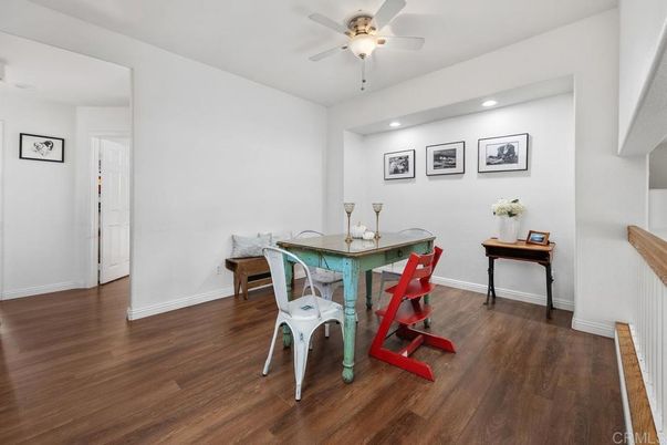 Dining room, Interior, Recessed Lighting, Wood Texture Flooring