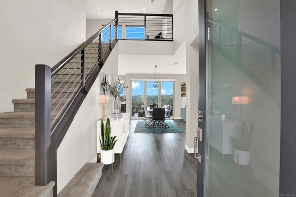 Dining room, Interior, Pendant Lights, Recessed Lighting, Wood Texture Flooring