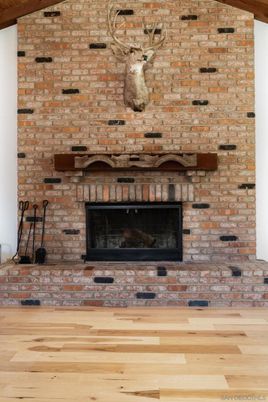 Fireplace, Interior, Stone Walls, Wood Texture Flooring