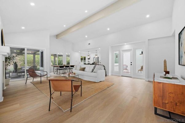 Dining room, Interior, Living room, Recessed Lighting, Wood Texture Flooring