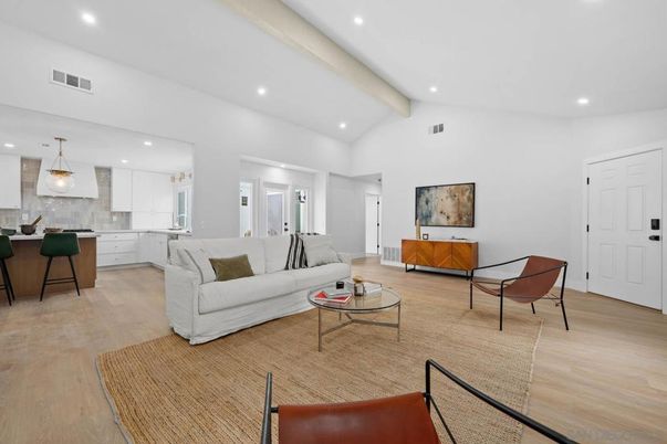 Interior, Kitchen, Living room, Pendant Lights, Recessed Lighting, Wood Texture Flooring