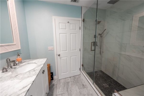 Bathroom, Glass Shower, Interior, Marble Walls