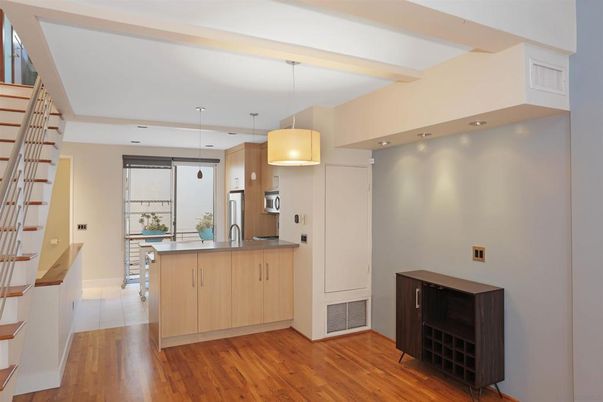 Interior, Kitchen, Pendant Lights, Recessed Lighting, Wood Texture Flooring
