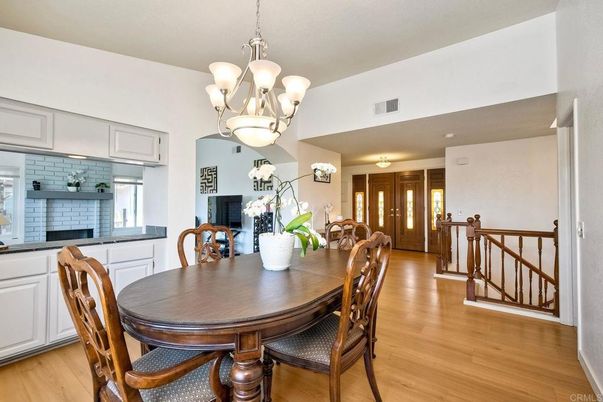 Chandelier, Dining room, Interior, Kitchen, Wood Texture Flooring