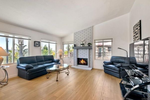 Fireplace, Interior, Living room, Stone Walls, Wood Texture Flooring