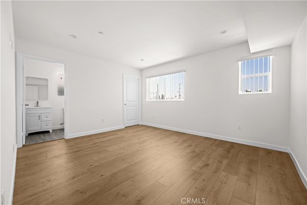 Bathroom, Empty room, Interior, Recessed Lighting, Wood Texture Flooring