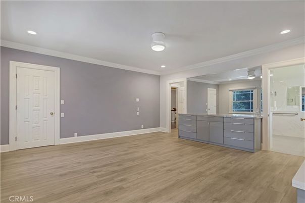 Bathroom, Empty room, Interior, Recessed Lighting, Wood Texture Flooring