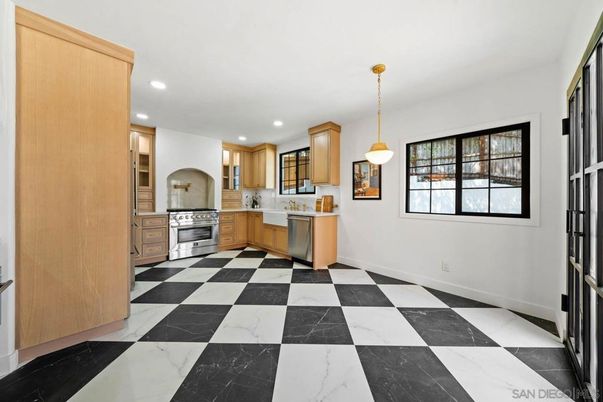 Interior, Kitchen, Marble, Pendant Lights, Recessed Lighting, Stainless Steel Appliances