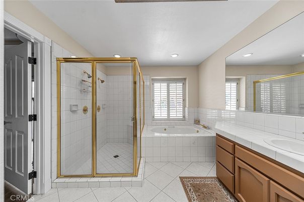 Bathroom, Glass Shower, Interior, Recessed Lighting, Tile Countertops