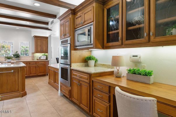 Interior, Kitchen, Recessed Lighting, Stainless Steel Appliances, Wooden Beams