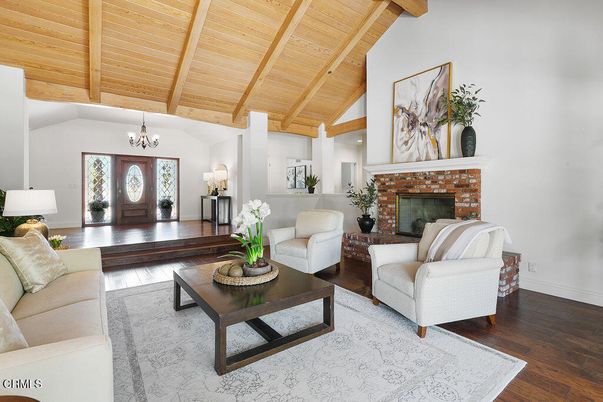 Chandelier, Fireplace, Interior, Living room, Wooden Beams, Wooden Ceilings, Wood Texture Flooring